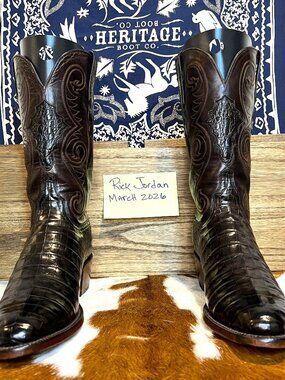 Lucchese GY Chocolate 'Jones' Ultra Caiman Belly Cowboy Boots in Men's 12B/11D